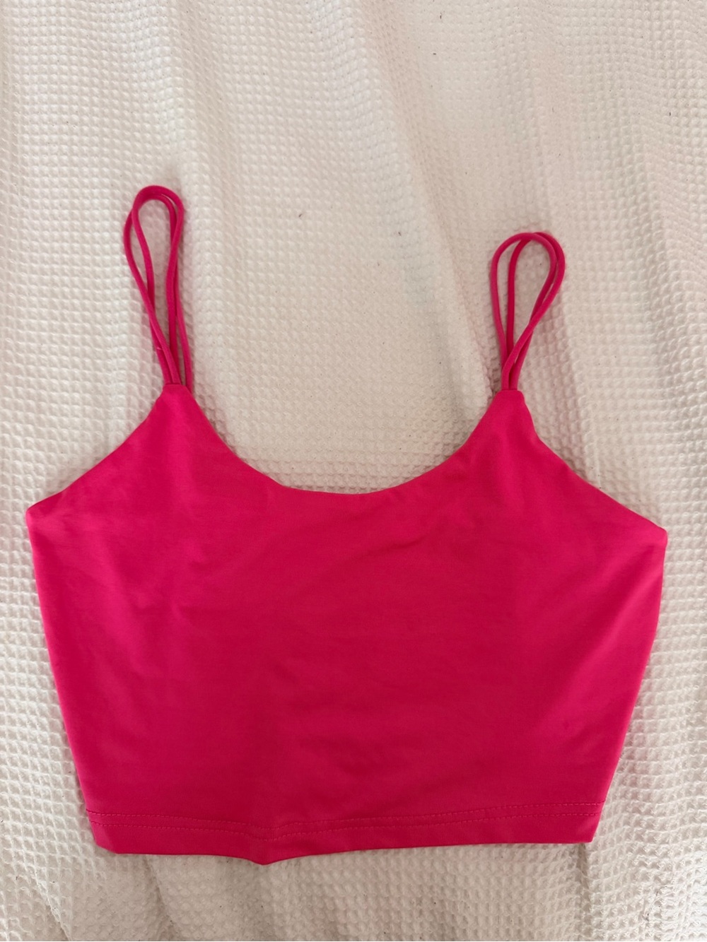 SHEIN Hot Pink Double Spaghetti Strap Crop Top